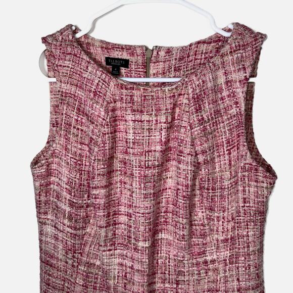 Talbots Pink Tweed Sheath Dress Women’s Size 4 Sleeveless Classic Workwear - Picture 8 of 15